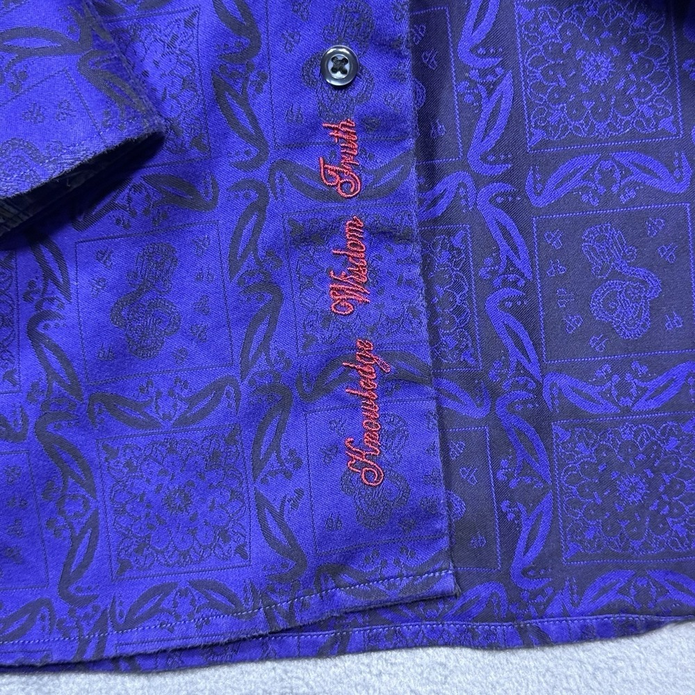 Robert Graham Shirt Mens XL Classic Fit Geometric Violet Contrast Cuffs Designer - Picture 5 of 11